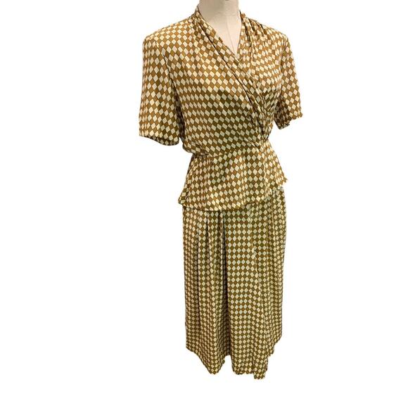 Size 6 Evan-Picone Vintage 1980s Silk Outfit Top Pants Flawed Upcycle Cutter - Picture 3 of 11